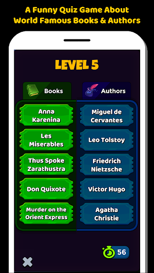 Books And Authors Quiz Game Screenshot 0