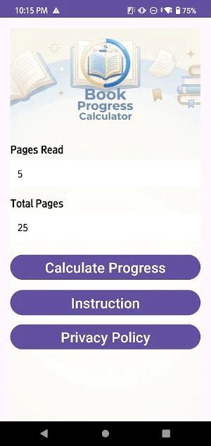 Book Progress Calculator Screenshot 0