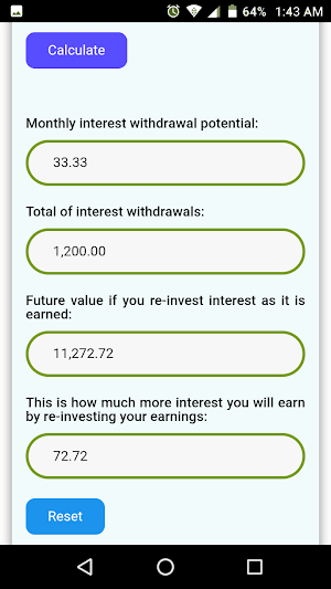 Reinvestment Calculator Screenshot 1