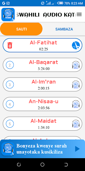 Quran Swahili Audio Kata Screenshot 3