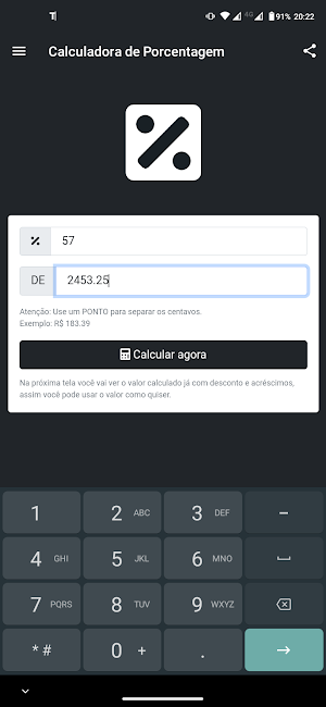 Calculadora de Porcentagem Screenshot 1