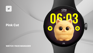 Pink Cat Watch Face Screenshot 0