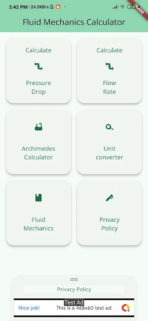 Fluid Mechanics Calculator Screenshot 0