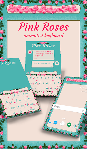 Pink Roses Animated Keyboard + Screenshot 0
