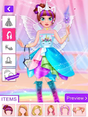 Unicorn Fashion Dress Up Makeover: Girls Games Screenshot 3