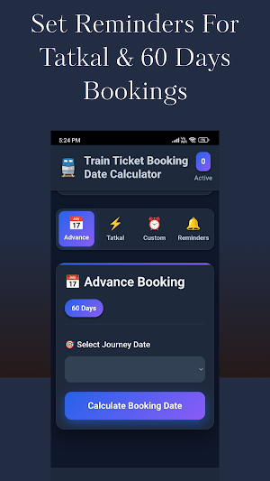 Train Ticket Booking Date Cal Screenshot 1