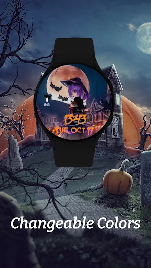 Anime Girl Halloween WatchFace Screenshot 2
