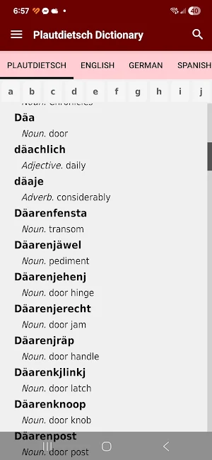 Plautdietsch Dictionary Screenshot 1