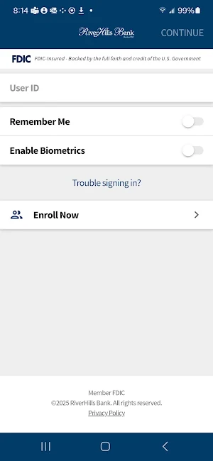 RiverHills Bank Mobile Screenshot 1