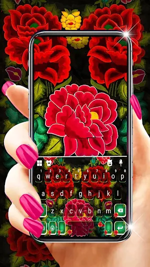 Red Mexican Flowers Keyboard Background Screenshot 0