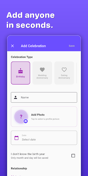 Birthday Anniversary Calendar Screenshot 3
