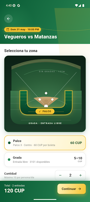 Vegueros Tickets Screenshot 1
