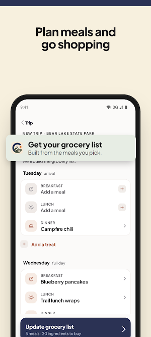 Camping Checklist & Meal Plan Screenshot 2