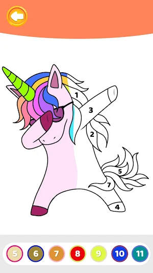 Unicorn coloring by number Screenshot 2