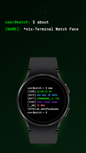 *nix Terminal Watch Face Screenshot 0