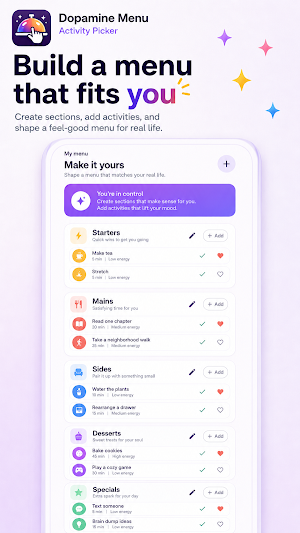Dopamine Menu: Activity Picker Screenshot 1