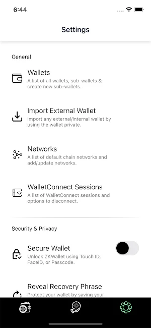 ZK Cryptocurrency Wallet Screenshot 2
