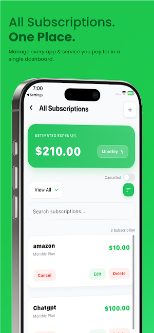Subscription Tracker App Screenshot 1