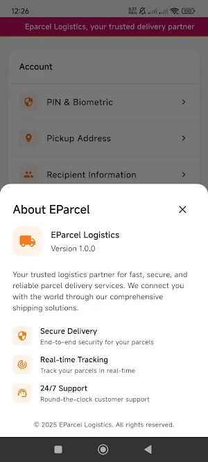 EParcel Logistics Screenshot 2