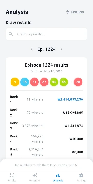 Korean Lottery 6/45 Checker Screenshot 2