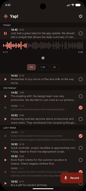Yap! — Voice Notes & Widget Screenshot 0