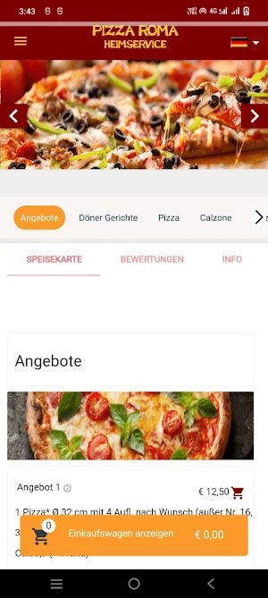 Roma Pizzeria Heimservice Screenshot 1