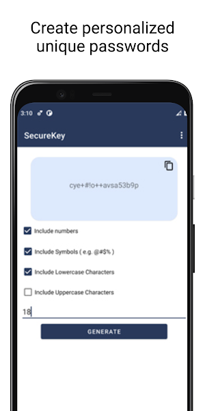 SecureKey : Generate password Screenshot 1