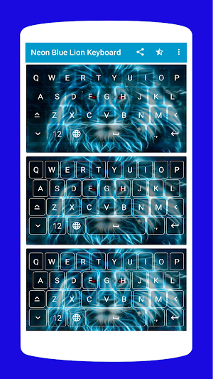 Neon Blue Lion Keyboard Theme Screenshot 2