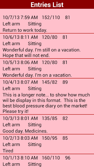 Blood pressure Screenshot 1