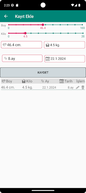 Bebek Gelişimi ve Takibi Screenshot 1