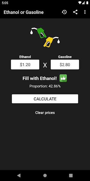 Alcohol or Gasoline - Flex calculator Screenshot 0