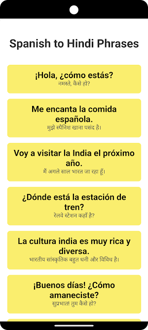 Spanish to Hindi Phrases Screenshot 0