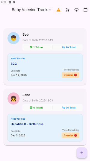 Baby Vaccine Tracker Screenshot 0