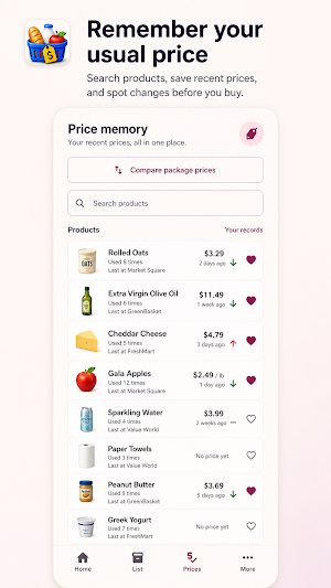 Grocery List Price Tracker Screenshot 1