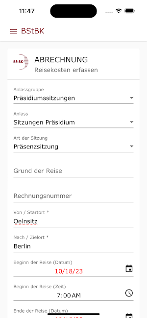 Reisekosten - BStBK Screenshot 1