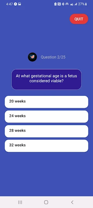 Obstetrics Gynaecology Quiz Screenshot 2