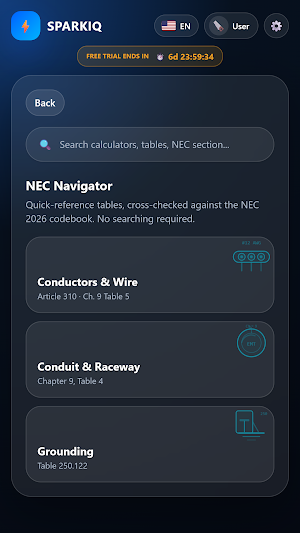 NEC 2026 Electrical Calculator Screenshot 3