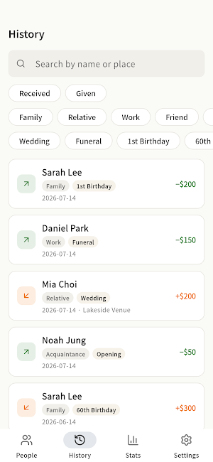 GiftLedger - Gift Money Ledger Screenshot 1