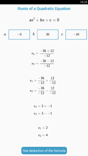 Roots of a Quadratic Equation Screenshot 3