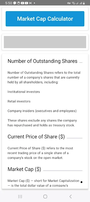 Market Cap Calculator Screenshot 1