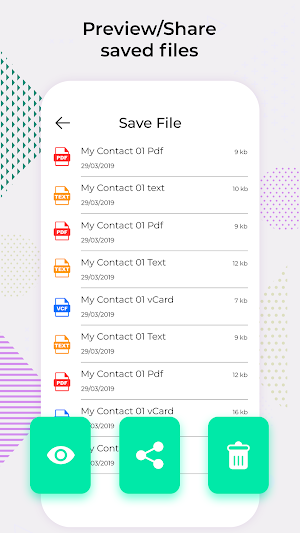 PhoneBook Backup: Contact to PDF, Text, VCF Screenshot 2