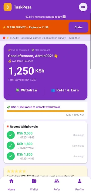 TaskPesa Earn to Mpesa Screenshot 0
