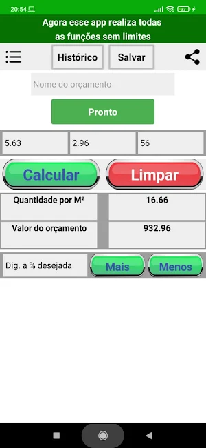 Metro quadrado calc Screenshot 3