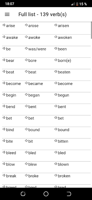 Irregular verbs- Phrasal verbs Screenshot 3