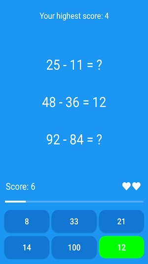 Addition and subtraction game Screenshot 2