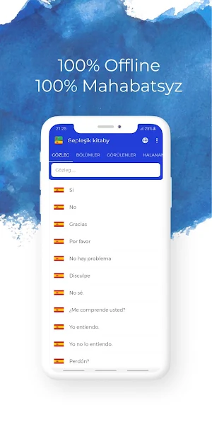 Turkmen-Spanish phrasebook Screenshot 1