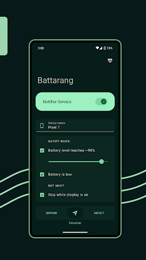 Battarang - Battery Push Alert Screenshot 1