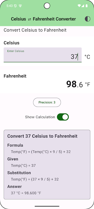 Celsius-Fahrenheit Converter Screenshot 2