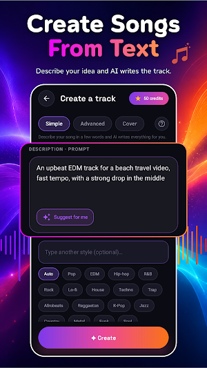 Vibri: AI Song & Music Maker Screenshot 1