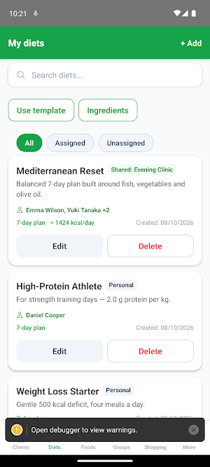 Dieter - Diets & Clients Screenshot 2